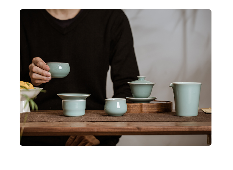 Jingdezhen ceramic kung fu tea tea cup single CPU master cup longquan celadon single small tea cup