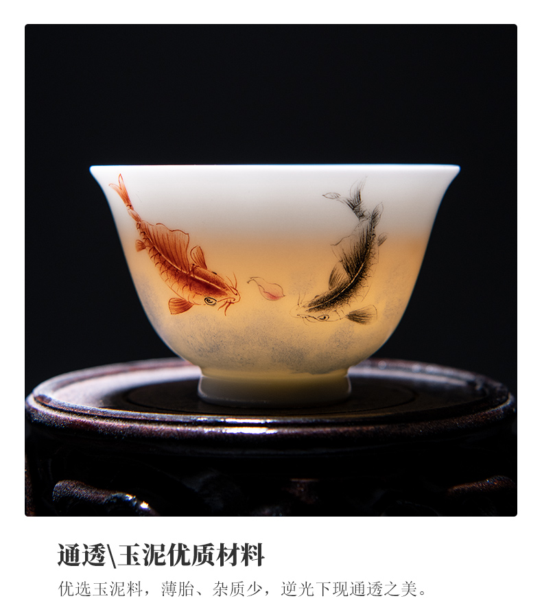 Public remit jingdezhen hand - made white porcelain kung fu masters cup single single single cup of tea cups porcelain tea set