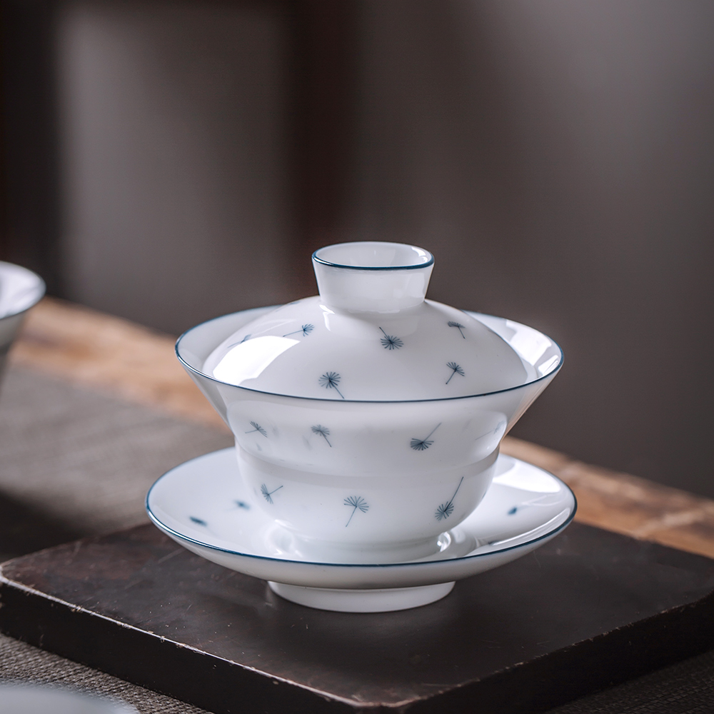 Public remit kung fu tea set tureen jingdezhen ceramic cups small household set of white porcelain hand draw a complete set of