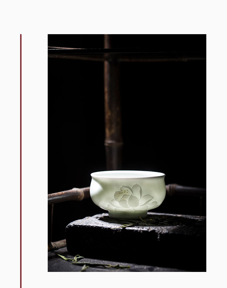 Kung fu tea cup pure manual, its masters cup a cup of tea but small celadon single jingdezhen ceramic tea set