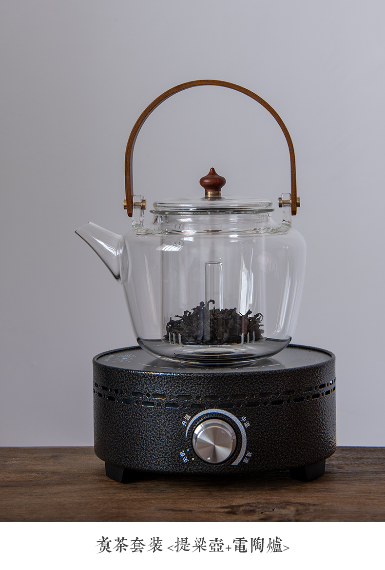 Glass teapot single pot of tea boiling kettle electric TaoLu tea stove of the filter of high - temperature steaming tea stove pot to boil tea