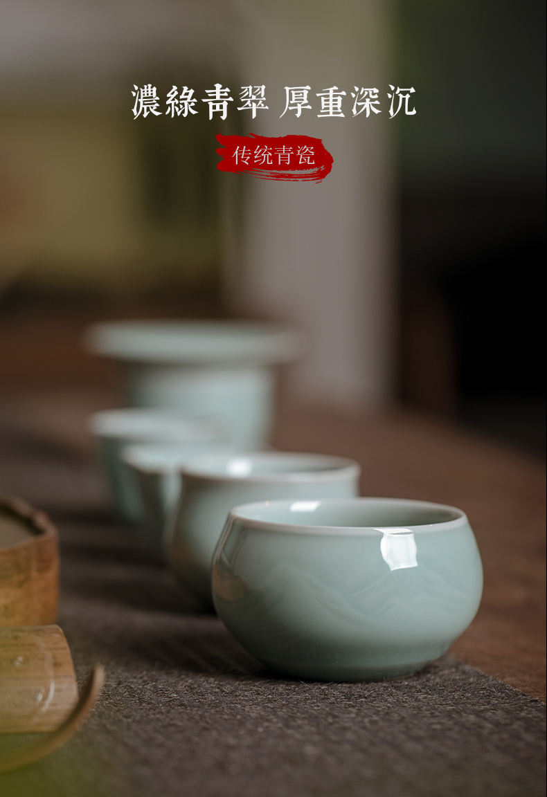 Jingdezhen ceramic kung fu tea tea cup single CPU master cup longquan celadon single small tea cup