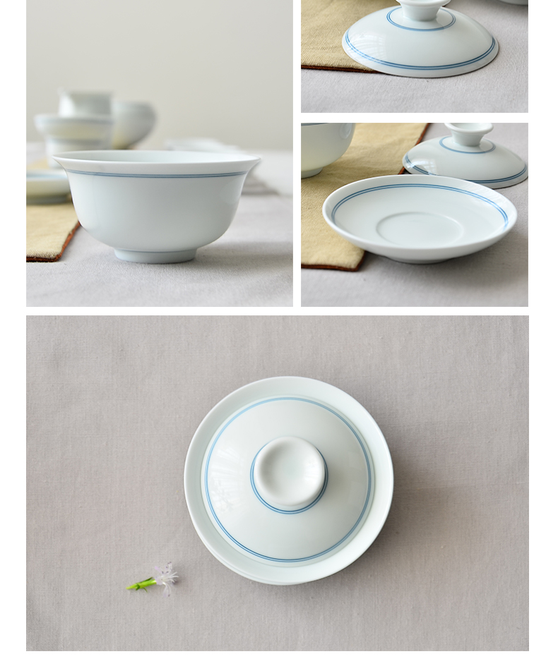 Public remit hand blue and white porcelain of jingdezhen ceramic tureen only three bowl kung fu tea cups, tea cups