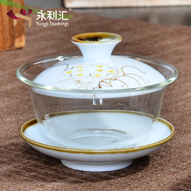 Wynn three to collect more heat resistant glass tureen hand - made ceramic bowl tea cup small kung fu tea set. A single