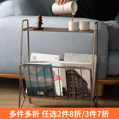 Wir designer coffee shop with copper retro magazine rack Storage shelf Coffee tube side table ① 