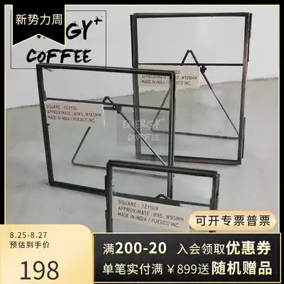 Japan PUEBCO glass frame photo clip Photo frame Metal retro photo clip Plant specimen clip transparent display ① 
