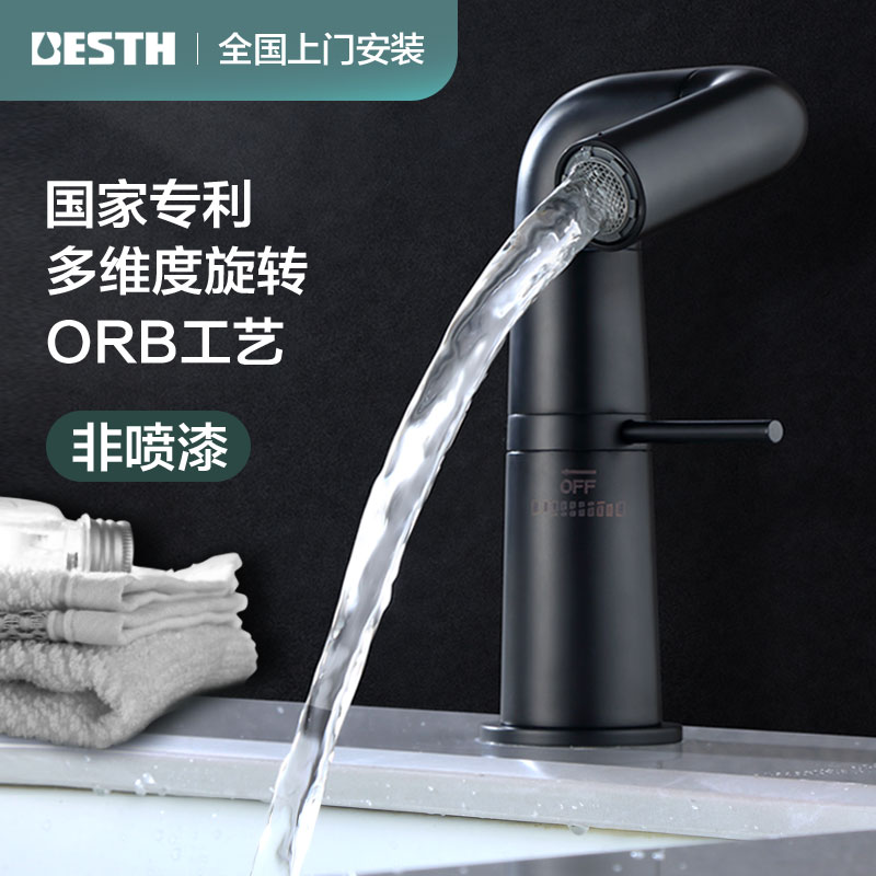 100 Han full copper surface basin water dragon head swivel waterproof splash dressing room Handwashing wash face table basin hot and cold tap