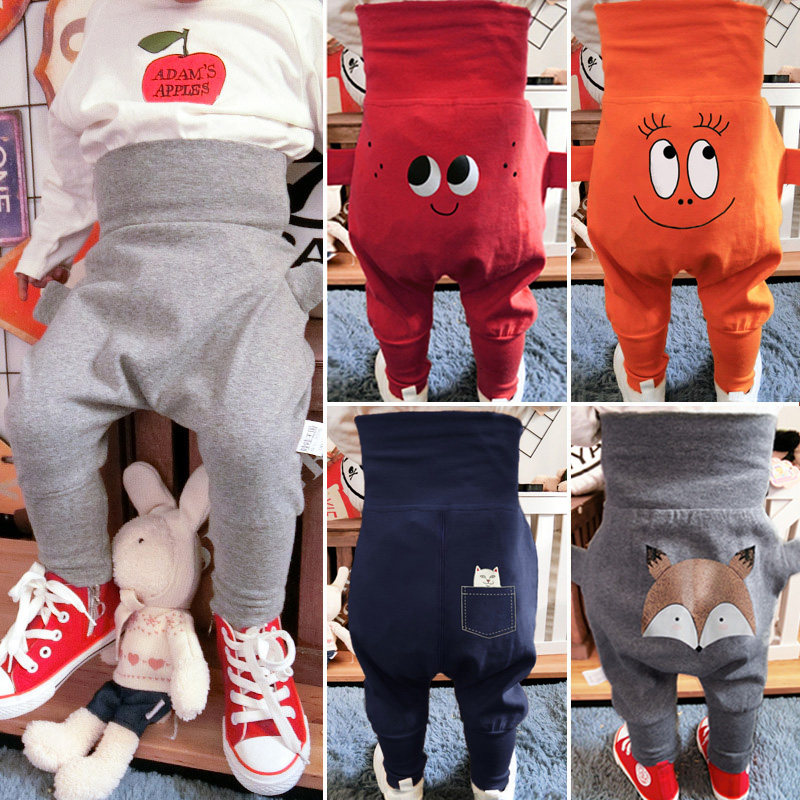 Baby pants Spring and autumn children's pure cotton clothes Newborn Harun pants male and female baby big PP pants high waist belly pants