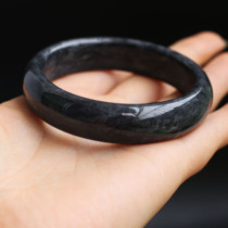 Jade bracelet Natural smoke gray jade bracelet Xinjiang Hetian black blue and white Gobi gold silk jade bracelet Female jade bracelet