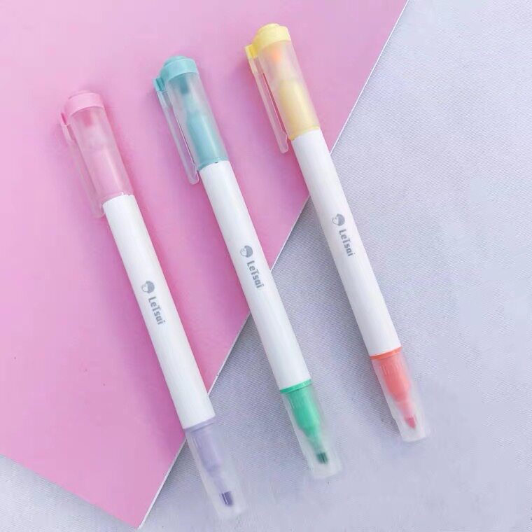 Lezai Wenchuang double-headed highlighter frosted pen small fresh and classic 6-color marked notes dedicated