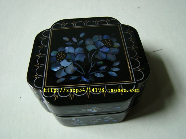 Shanxi Pingyao push lacquer ring box jewelry box inlaid shell process auspicious birthday gift