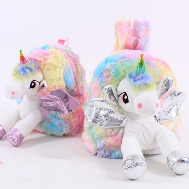 Unicorn unicorn plush schoolbag children cute cartoon plush backpack ins girl cute backpack girl