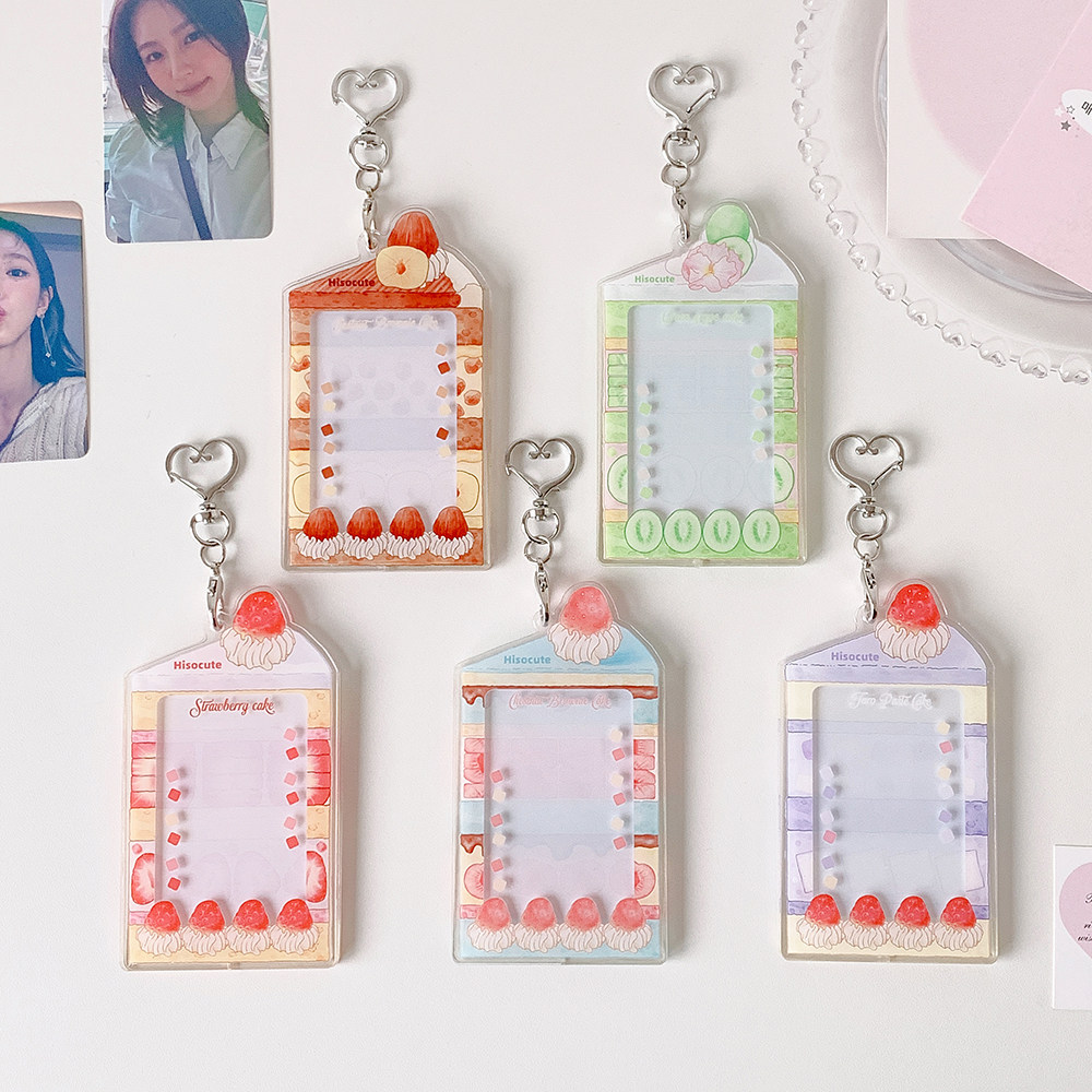 Summer-themed cartoon fruit pattern transparent card holder, 3-inch hard card holder for students who are fans of celebrities, pendant display card holder