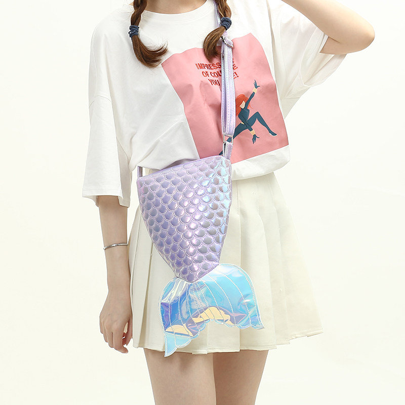 Soft girl cute mermaid tail messenger bag large capacity ins student sports casual girl shoulder bag