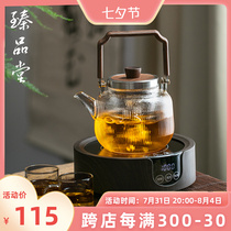 Zhen Pindang Hall Flower Tea Set Electric Pottery Stove Cooking Tea Instrumental Wellness Burning Kettle Glass Tiliang Steam Teapot Household