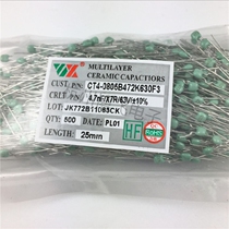 Single stone capacitive CT 472 4 7NF 63V long foot green pack of 500 only = RMB25