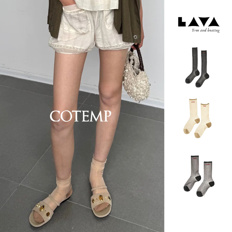 Cotemp Silk Socks Collaboration Model Almind Rocks Mid-High Tube Socks for Slimming and Beautiful Legs in Spring and Summer