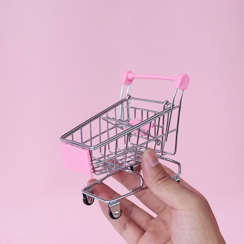 Miniature food play mini shopping cart model simulation supermarket shopping scene trolley items supermarket blind bag ornaments