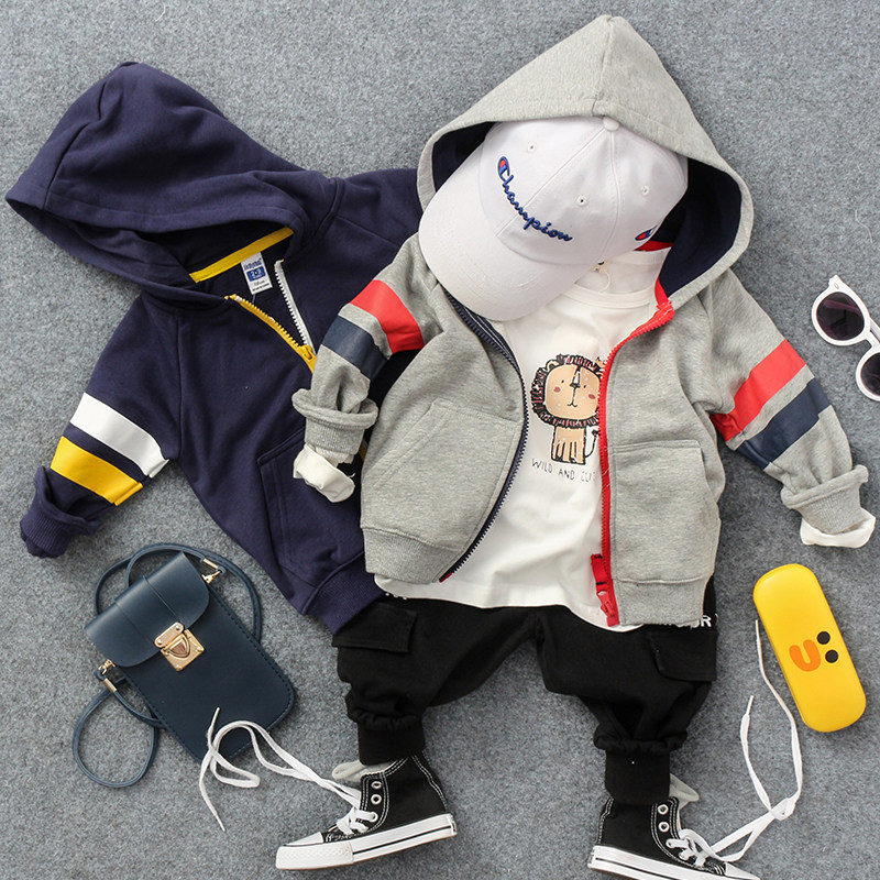 Boys and Children's Clothing Coats Spring and Autumn New Children's Hooded Casual Tops Boys Zipper Shirts Toddlers Casual Tops Trendy