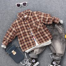 Childrens Korean Plaid casual shirt Spring and Autumn new boy casual shirt small childrens lapel coat tide