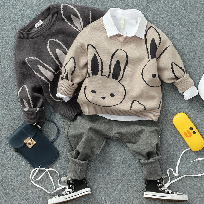 Spring and autumn new children's clothing boys sweater children's knitted pullover baby foreign faction line shirt top Korean version of the tide