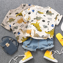 2022 Summer New Casual Children Full Print Dinosaur Printed Half Sleeve T-shirt Boy Girl Baby Half Sleeve Body Shirt
