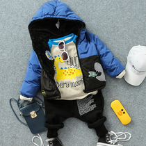 Winter new children Three-color cotton clothes boy thickened shark Two sides wearing jacket cotton clothes baby warm cotton padded jacket