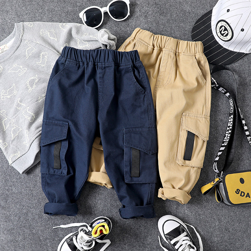 Autumn trendy children's new casual trousers boys and girls simple overalls, children's Korean version all-match pants