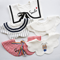 ins Korean version of the campus wind 360 degree rotation baby bib Baby cotton saliva towel Lady wind bib fake collar