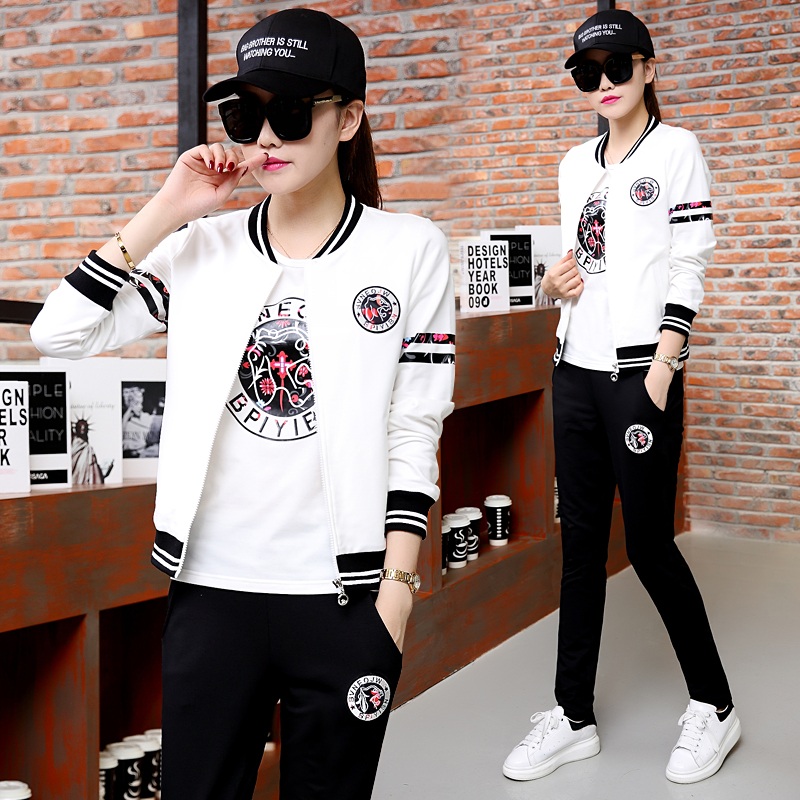 Casual Sports Suit Women 2022 Spring Autumn New Korean Version Women's Clothing Reduction Age Fashion Loosewear Jacket Three Sets