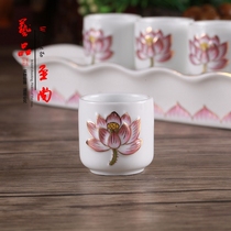  Water supply cup Ceramic Nasturtium small cup Small wine glass Guanyin water cup White ceramic holy water cup Buddhist supplies