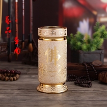  Incense tube long incense barrel Vertical incense insert Buddha word ceramic gold sand lucky treasure Ceramic incense tube Buddha hall supplies