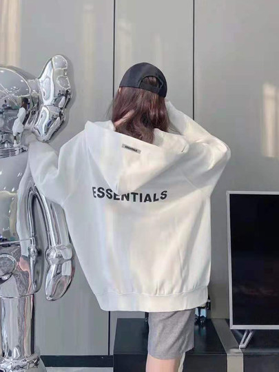 Essentials Women's Trendy Spring and Autumn Loose Hooded Zip-Up Sweatshirt Fog Casual Couple's Jacket