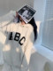 Fog Hooded Sweatshirt for Women, Spring Style, Flocked Letter Print Abc, American High Street Fashion Brand, Loose Fit, Couple's Thick Hoodie