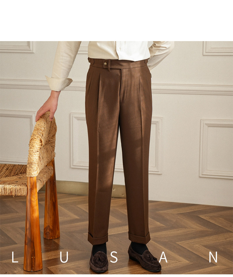 Männer Pendler All-match Neapel Hohe Taille Micro Gerade Casual Hosen Retro Herbst Business Hosen – Detail 24
