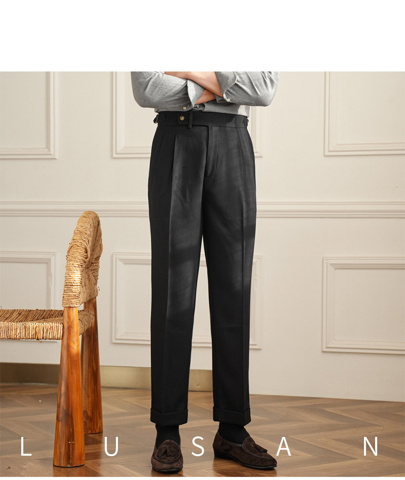 Männer Pendler All-match Neapel Hohe Taille Micro Gerade Casual Hosen Retro Herbst Business Hosen – Detail 30