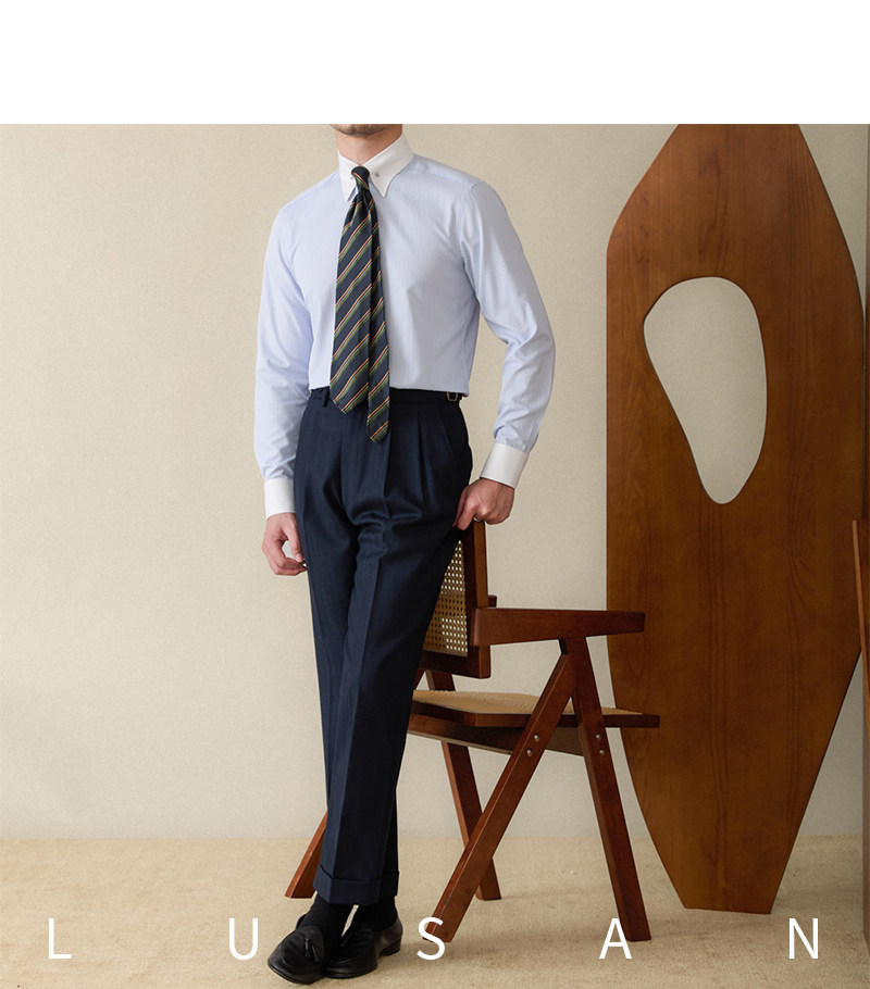 Italienisches Business-Hemd mit farblich passendem Pinhole-Kragen, bügelfrei, gestreift, langärmelig, britisches Slim-Fit-Pendlerhemd für Herren – Detail 34
