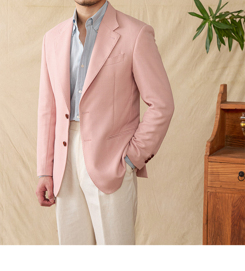 Hirsch Sanxian Business-Stil Entspannung nicht bügeln Leinen Tencel gemischt Fischgräten muster Anzug Jacke Herren Freizeit anzug trendy – Detail 23