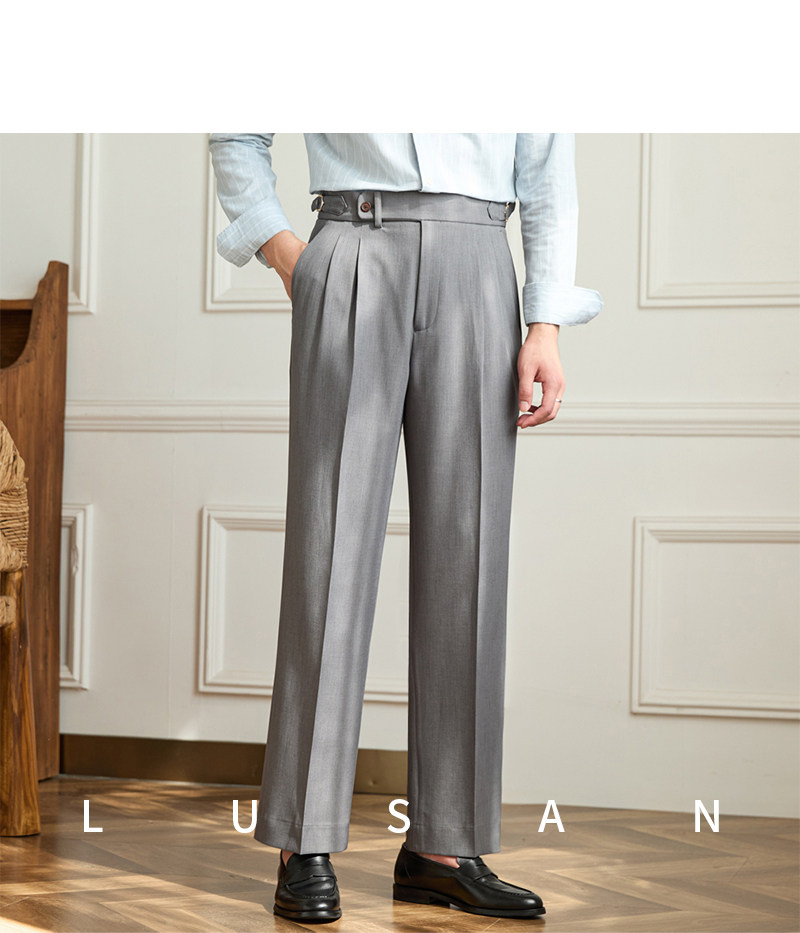 Business-Pendler All-Match-Freizeit hose mit weitem Bein, atmungsaktive, nicht bügelnde, britische, lockere Western hose mit hoher Taille für Männer – Detail 28