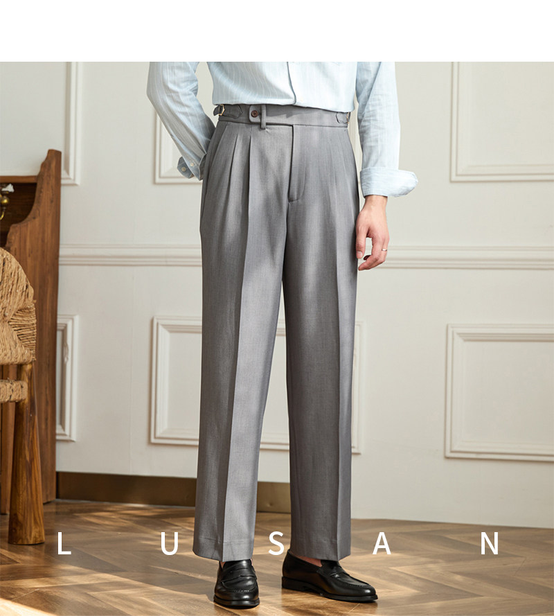 Business-Pendler All-Match-Freizeit hose mit weitem Bein, atmungsaktive, nicht bügelnde, britische, lockere Western hose mit hoher Taille für Männer – Detail 20