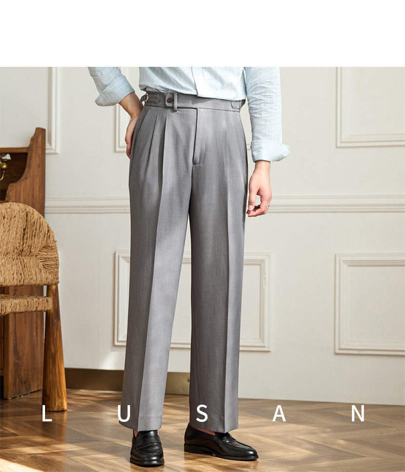 Business-Pendler All-Match-Freizeit hose mit weitem Bein, atmungsaktive, nicht bügelnde, britische, lockere Western hose mit hoher Taille für Männer – Detail 23