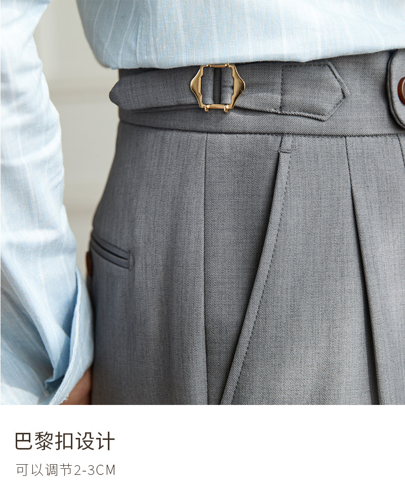 Business-Pendler All-Match-Freizeit hose mit weitem Bein, atmungsaktive, nicht bügelnde, britische, lockere Western hose mit hoher Taille für Männer – Detail 14