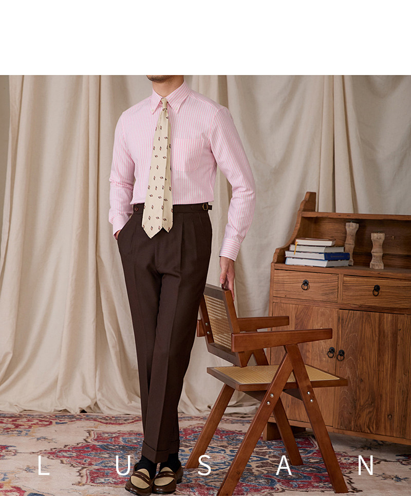 Slim-Fit-Langarmhemd aus Oxford-Baumwolle, gestreift, atmungsaktiv, lässig, Business-Hemd, Gentry IVY Herren – Detail 34