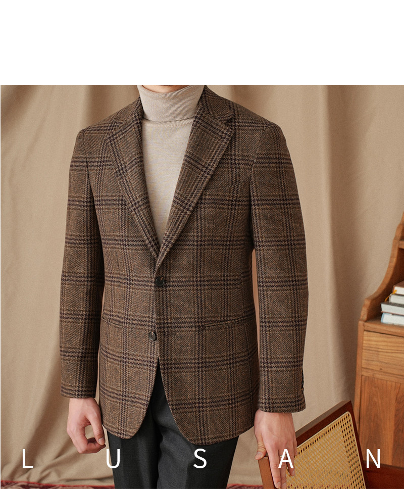 Mr. Lu San 50 % Wolle Prince Ge Coffee Retro-Anzug Herbst/Winter Italienischer Gentry Warm High-Setting-Anzug Herren – Detail 26