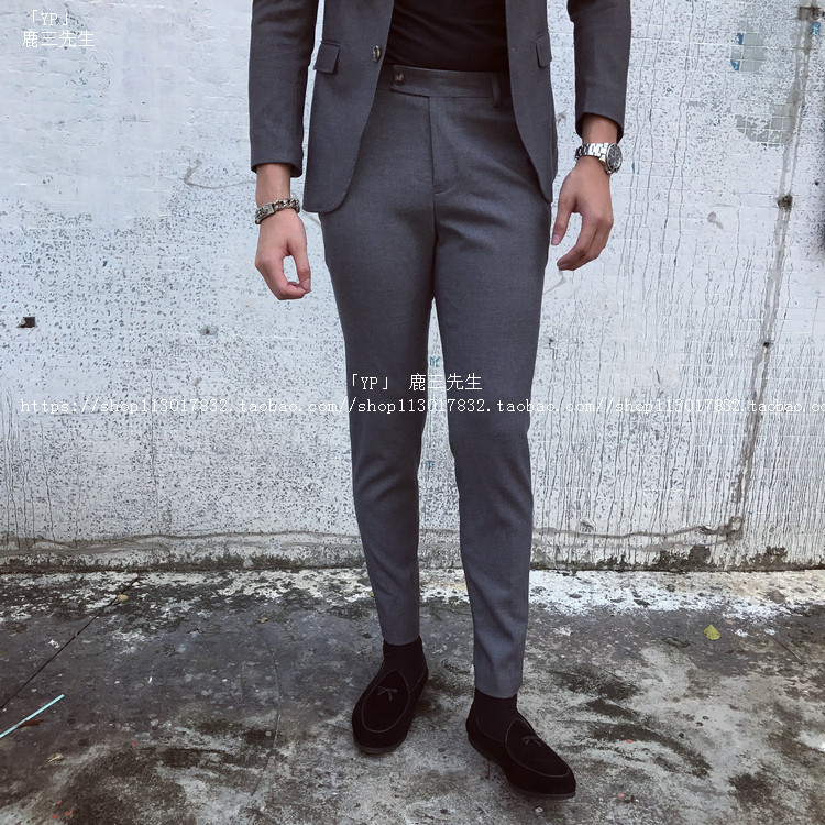 Quần lọt khe nam mùa thu kinh doanh quần phù hợp với giới trẻ Hàn Quốc Quần âu Anh quần âu thời trang Nhật Bản quần tây xanh