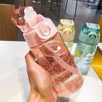 Beicheyu Korean version large capacity plastic cup with straw Water cup Portable girl summer cup fresh drop-proof kettle