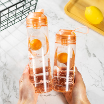Becar Plume Creativity Trend Freshens Series Ins Brief Water Glass plastic anti-fall with tea compartment High temperature resistant with hand cup