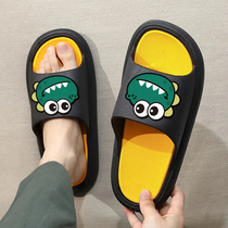 Fashion dinosaur mens beach shoes platform sole wear-resistant non-slip home indoor casual wear soft mens flip drag