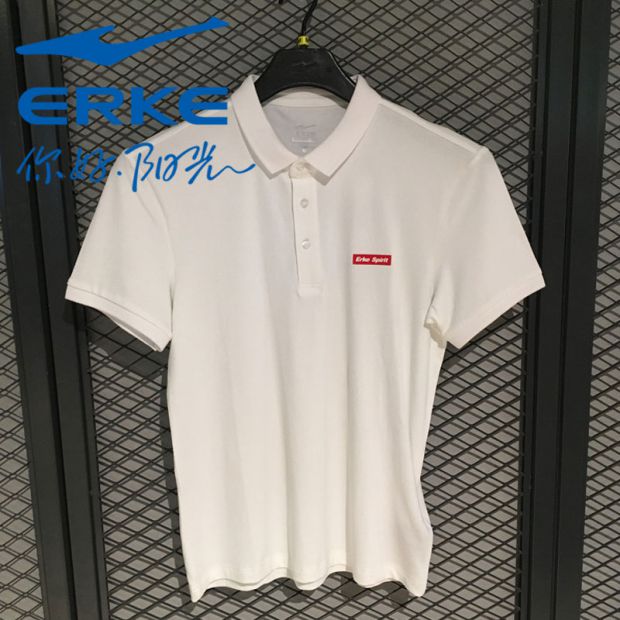 Áo thun ngắn tay mùa hè Hongxing Erke 2019 nam thoáng khí thấm mồ hôi nhẹ cổ áo POLO 11218219286 - Áo polo thể thao áo polo nam trang
