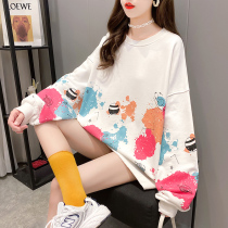 2021 Pregnant women dress new Han edition fashion loose round collar printing in a large - code womens suit